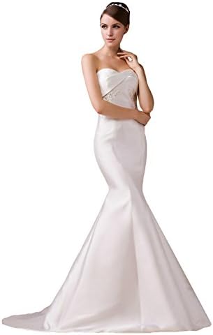 JOYNO BRIDE Women's Sweetheart Appliques Mermaid Wedding Dress Long(2,Ivory)