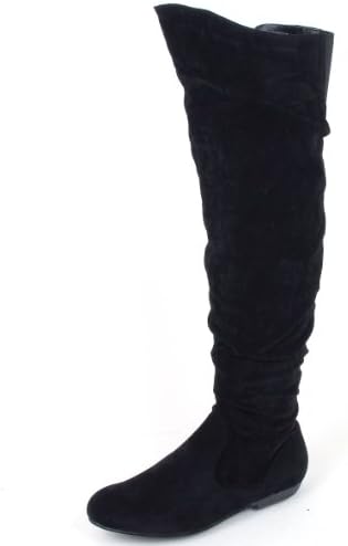 DbDk Shoes Womens Quintus Black Faux Suede Knee High Boots 8 M US