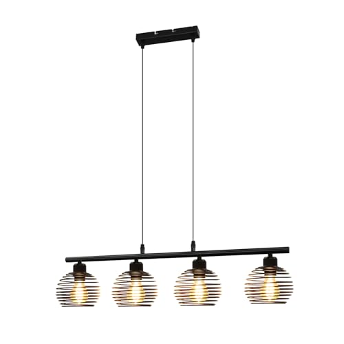 ZMH Vintage Ceiling Light Retro Pendant Lamp – Black Cage Design Light with 4 Lights Industrial Socket E27 Retro Ceiling Lighting for Kitchen Dining Room Bedroom Coffee Bar | Industrial Metal Design for Kitchen Dining Room Bedroom Cafe Bar
