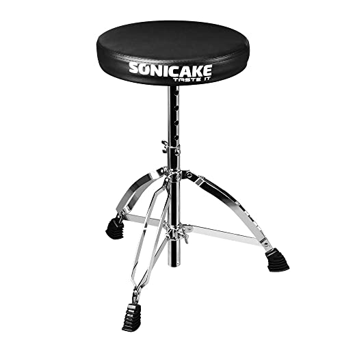 SONICAKE Drum Throne Adjustable Drum Stool Foldable with AntiSlip