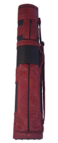 Giuseppe 4 x 4 Pool Cue Custom Carry Case - Red and Black Croc 4 Butt 4 Shaft