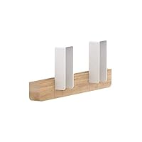 Designer Coat Rack, 4 Hooks Wall Mounted Hanger - Solid Premium Oak Wood, Unique Design by Universo Positivo, The Merlin Model (White, Small 11/2/4.3")