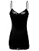 RT1004 Ladies Adjustable Spaghetti Strap Lace Trim Long Tunic Cami Tank Top Black L