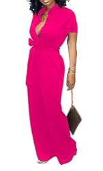 Yiershu Women's Sexy V Neck jumpsuit Short Sleeve