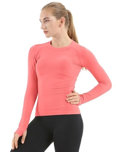 MathCat Seamless Workout Shirts for Women Long Sleeve Yoga Tops