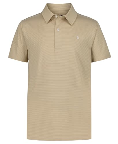 Izod Boys' Performance Golf Grid Short Sleeve Stretch Collared Polo Shirt, Khak…