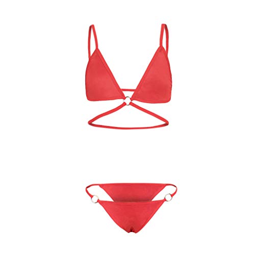 chuxin huang_Lingerie Women's Lingerie Soild Color Cage Bra Elastic Cage Bra Strappy Hollow Out Bra Bustier Red