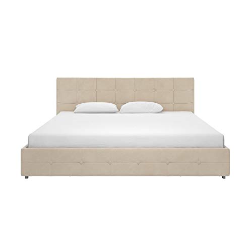 DHP Rose Velvet Tufted Upholstered Platform Bed with Storage Ivory