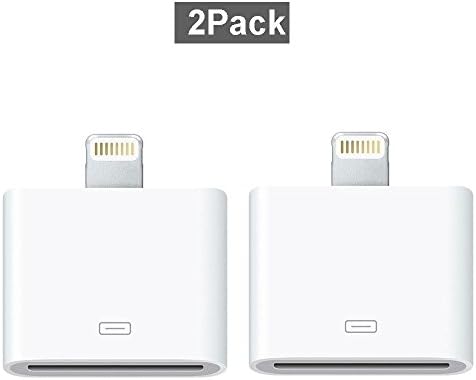 2 Pack of lightning to 30-Pin Converter, Tontion 8 Pin to 30 Pin Black Charging Adapter for iPhone 7, 7 Plus, 6S, 6S Plug, 5S, 5C, iPad (White)