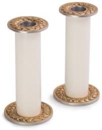 Marigold ArtisansGold/Ivory Braid Taper Candelholder Set/2