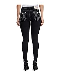 Pantalones vaqueros elásticos para dama con bolsillos en el cuerpo, color negro