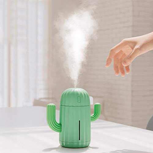 Mlide Cactus Humidifier,340ML Mini Creative Air Diffuser Home Office Car Portable Air Humidifier (Green)