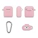 AirPods Case, GMYLE Silicone Protective Shockproof Wireless Charging Airpods Earbuds Case Cover Skin with Keychain Set Compatible for Apple AirPods 2 & 1 – Baby Pink