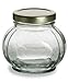 Nakpunar 12 pcs 8 oz Round Faceted Glass Jars with Label Panel and Gold Lids - Spherical (8 oz, Gold)