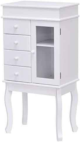 Jewelry Cabinet Mirrored Armoire Storage Chest Stand Organizer Wood Christmas