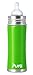Pura Kiki Stainless Infant Bottle Stainless Steel with Natural Vent Nipple, 11 Ounce, Spring Green, 3 Months+ (Plastic Free, NonToxic Certified, BPA Free)
