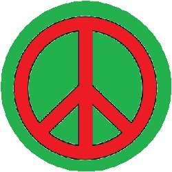 Red & Green Peace Sign 1.25" Pinback Button Badge / Pin - Hippie Symbol Christmas