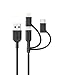 Anker Powerline II 3-in-1 Cable, Lightning/Type C/Micro USB Cable for iPhone, iPad, Huawei, HTC, LG, Samsung Galaxy, Sony Xperia, Android Smartphones, iPad Pro 2018 and More(3ft, Black) primary