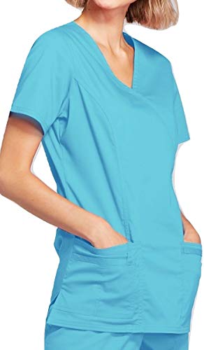 1125 Mock Wrap Top (S, Turquoise)