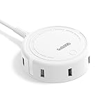 Bototek 6-Port USB Charger Desktop Charging Station Dock & Organizer with USB C port and QC 3.0 Charger Port, Charging Stand Included, for Smart Phones & Tablets White