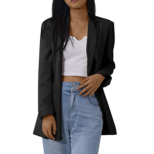 FQZWONG Blazer Jackets for Women,Suit Jackets for Work Professional  Oversized Solid Color Open Front Pockets C