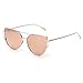 Anywa Fashion Twin-Beams Classic Women Metal Frame Mirror Sunglasses Cat Eye Glasses (Gold, Rose Gold)