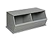 Badger Basket Two Bin Stackable Toy Storage Cubby Organizer – Modular Storage for Toys, Books, and Crafts – Solid Wood Panel – Gray