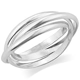 MIMI 925 Sterling Silver 3 Triple Band Rolling Russian Wedding Ring