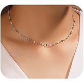 JWICOS Dainty Beaded Choker Necklace for Women Boho Emerald Cubic Beaded Necklace for Summer Beach