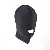 OULII Elastic Black Open Mouth Face Cover Role Play Mask Hood Bondage Cosplay Costume Size M