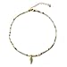 Natural Amazonite Bead Choker Necklace with Gold Leaf Pendant Healing Stone Crystal Choker for Women