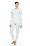 Thermajane Women's Ultra Soft Thermal Underwear Long Johns Set with Fleece Lined (X-Small, White)