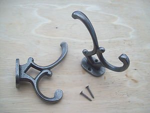 Ironmongery World 130mm / 5" Old English Victorian Vintage Style Antique Cast Iron Coat and Hat Hook