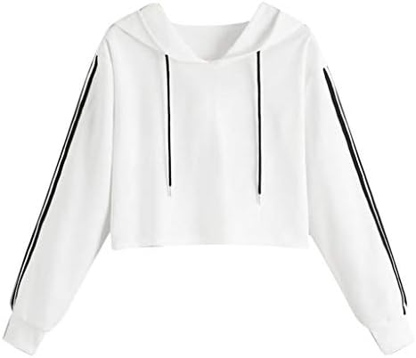 NOMENI Women's Sweatshirt Pullover Short Long Sleeve Print Solid Color O-Neck Hoodie Pullover Casual Top Hoodie
