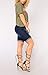 FEESON Women's Summer Turn Up Cuffs Above-Knee Length Destroyed Ribbed Jeans Shorts