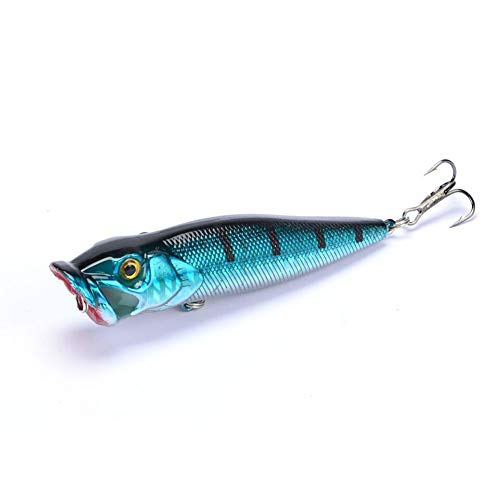 SunMine Fishing Lures 5pcs Fishing Bass Lures Popper Lure Shallow Swimbait Crankbait with Treble Hook 3D Fishing Eyes for Bass Trout Freshwater and Saltwater