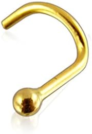 14K Solid Yellow Gold Plain Top Ball 20G(0.8MM) Nose Piercing jewelry