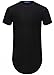 Aiyino Men's Hipster Hip Hop Ripped Round Hemline T Shirt with Side Zipper L Black