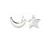 Wicary One Pair Set of Sterling Silver Star and Moon Stud Earring
