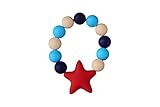 MyBoo Autism/Sensory/Teething Chewable Beads and Star Bracelet - Red on Navy/Blue/White