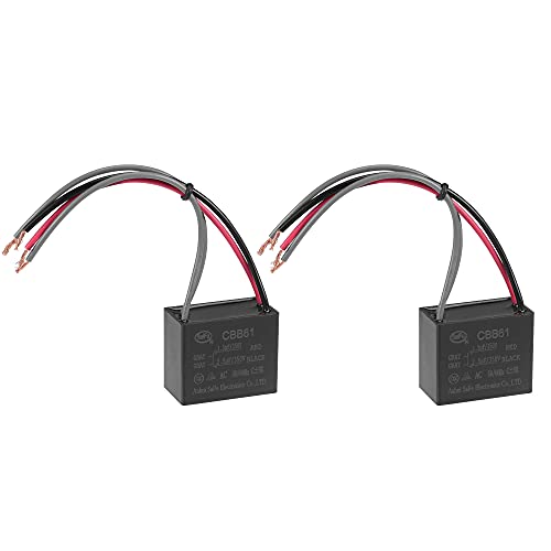uxcell Ceiling Fan Capacitor CBB61 1.5/2.5uF 350V AC 4 Wires Metallized Polypropylene Film Capacitor 38x31x21mm for Electric Fan Pump Motor Generator 2Pcs: Industrial & Scientific