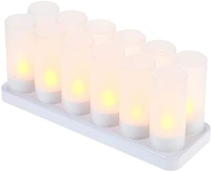 TYXQ 12pcs LED Tealight Rechargeable Flameless Candle Light Realistic Dancing Flame, Gift Decoration for Party Holiday Christmas