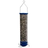 Droll Yankees Yankee Whipper Squirrel-Proof Bird Feeder, 21 Inches, 4 Ports, Blue