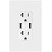 TOPGREENER 4A High Speed USB Wall Outlet, 20A Tamper-Resistant Receptacles, Compatible with iPhone XS/MAX/XR/X/8/7, Samsung Galaxy S9/S8/S7, LG, HTC & Other Smartphones, UL Listed, TU2204A-W, White