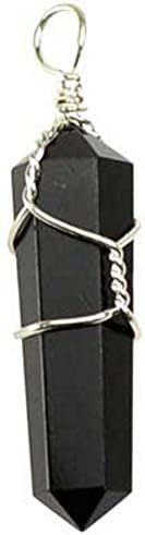 Raven Blackwood Imports Black Obsidian Crystal Point Wrapped In Wire Pendant Clear Negativity Hexes Curses Repel Bad