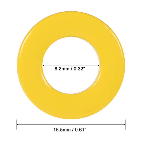 uxcell Toroid Core, Ferrite Chokes Ring Iron Powder Inductor Ferrite Rings, Yellow White 2pcs, 8.2 x 15.5 x 6.2mm - Thumbnail 2