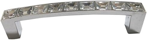 Tangpan(TM) 64mm Square Crystal Glass Decorated Stainless Steel Door Cabinet Drawer Handle Pull Pack of 8