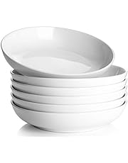 Y YHY Pasta Bowls 30oz, Large Salad Serving Bowls, White Soup Bowls, Porcelain Pasta Bowls Set of 6, Microwave Dishwasher Safe