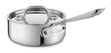 All-Clad 4201 Stainless Steel Tri-Ply Bonded Dishwasher Safe Sauce Pan with Lid / Cookware, 1-Quart, Silver - 8701004488