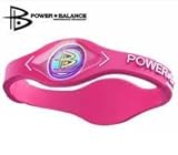 Power Balance Silicone Wristband Bracelet (Color: Pink/White Letter size: Medium)
